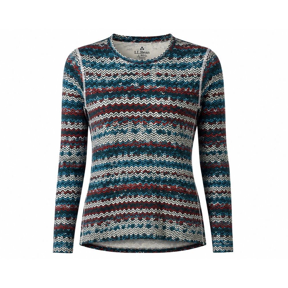 LL Bean Long Sleeve Top Womens L Regular Multicolor Excellent Fair Isle Print - Picture 7 of 16
